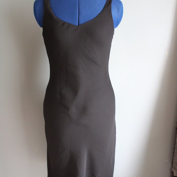 Vintage Y2K Niki Livas Black Lattice Back With Rhinestones Midi Slip Dress ~8~ - Picture 2 of 7